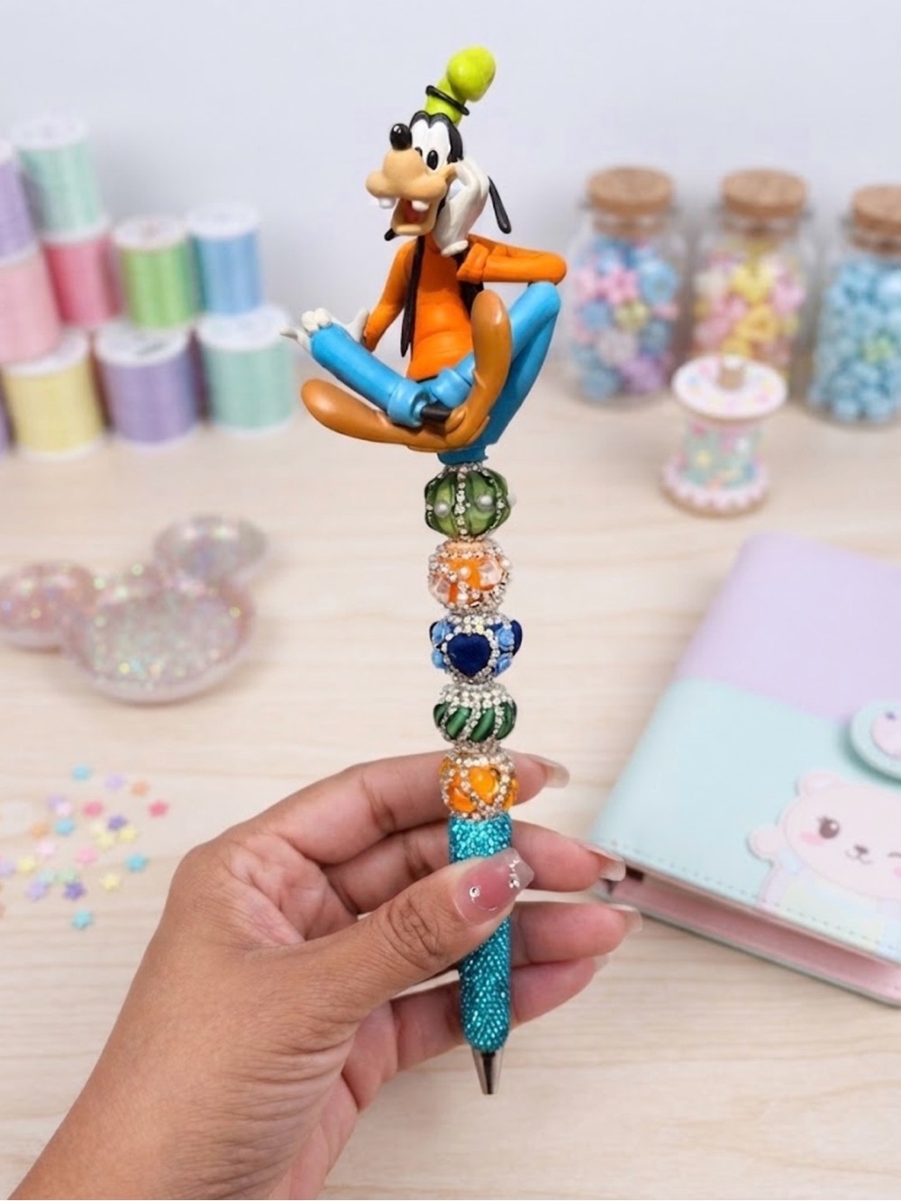 Custom Goofy Beaded Blue Pen